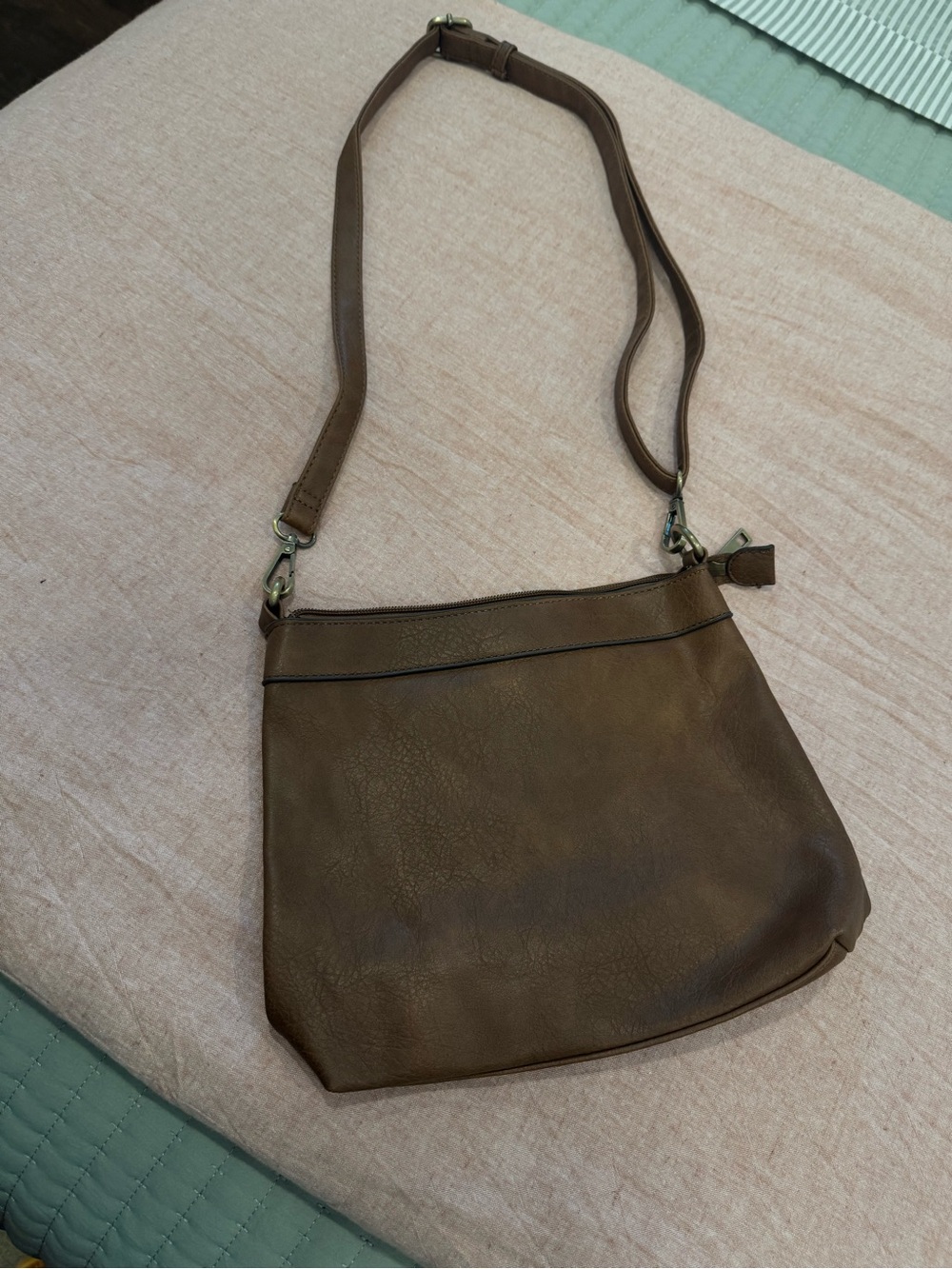 Amazon Brown Faux-Leather Crossbody Bag